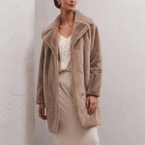 New Z Supply Jewel Faux Fur Coat in Chai